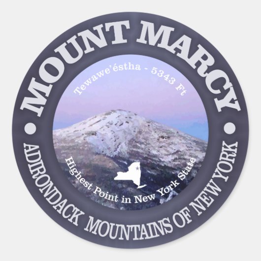 Mount Marcy Ronde Sticker (Voorkant)