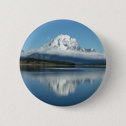 Mount Moran Reflection in Grand Teton Ronde Button 5,7 Cm (Voorkant)
