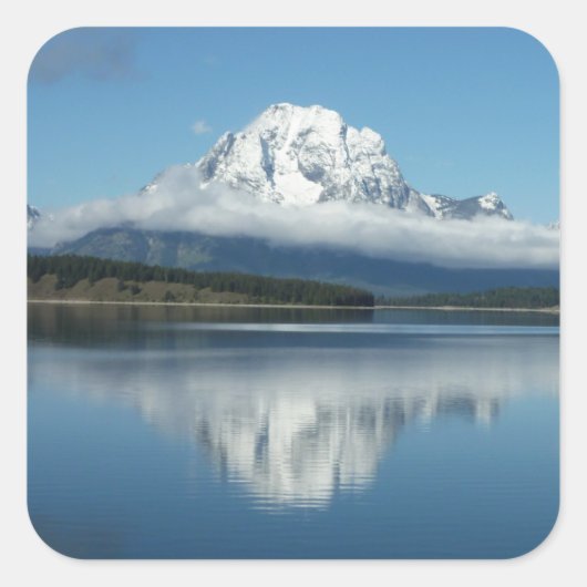 Mount Moran Reflection in Grand Teton Vierkante Sticker (Voorkant)