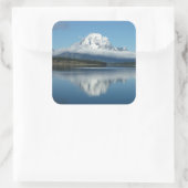 Mount Moran Reflection in Grand Teton Vierkante Sticker (Tas)