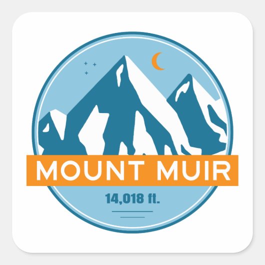Mount Muir California sterren Maan Vierkante Sticker (Voorkant)