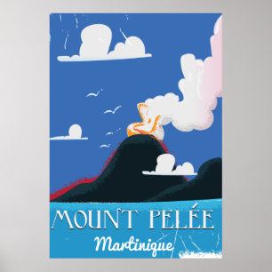 Mount Pelée, Martinique Vintage reisposter Poster