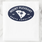 Mount Pleasant SC Flag Map Navy  Souvenir Ovale Sticker (Tas)