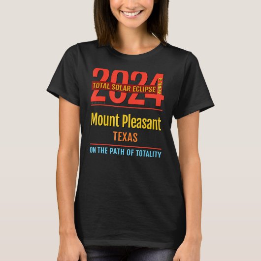 Mount Pleasant Texas TX Total Solar Eclipse 2024 T-shirt (Voorkant)