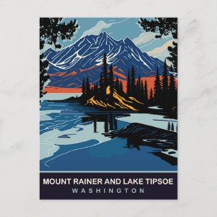 Mount Rainer en Lake Tipsoe, WA, Reizen Briefkaart