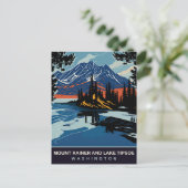 Mount Rainer en Lake Tipsoe, WA, Reizen Briefkaart (Staand voorkant)