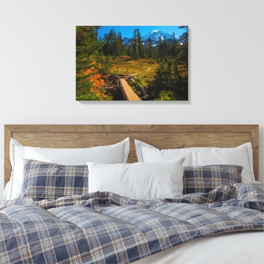 Mount Rainer, herfst Spray Park Canvas Afdruk (Insitu (Slaapkamer))