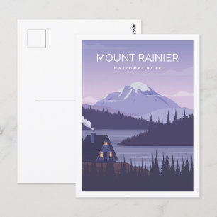 Mount Rainier Beroemde Reisplaats Illustratie Briefkaart