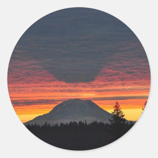 Mount Rainier en het is Shadow Ronde Sticker (Voorkant)