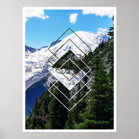 Mount Rainier Geometrisch Poster (Voorkant)