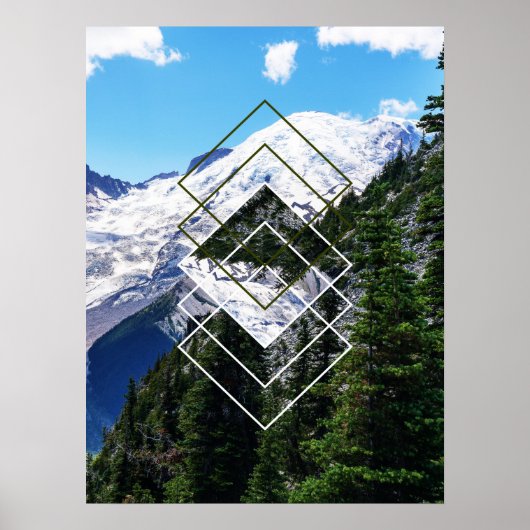 Mount Rainier Geometrisch Poster (Voorkant)