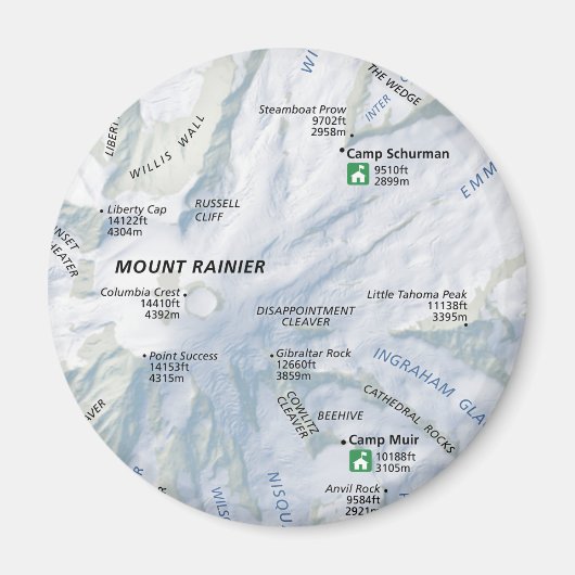 Mount Rainier kaartmagneet Magneet (Voorkant)