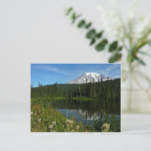 Mount Rainier Lake Reflectie met Wildflower Briefkaart (Staand voorkant)
