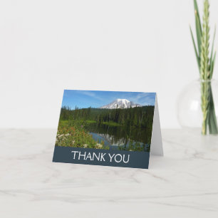 Mount Rainier-meerreflectie met wilde bloemen Bedankkaart