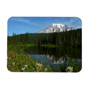 Mount Rainier-meerreflectie met wilde bloemen Magneet