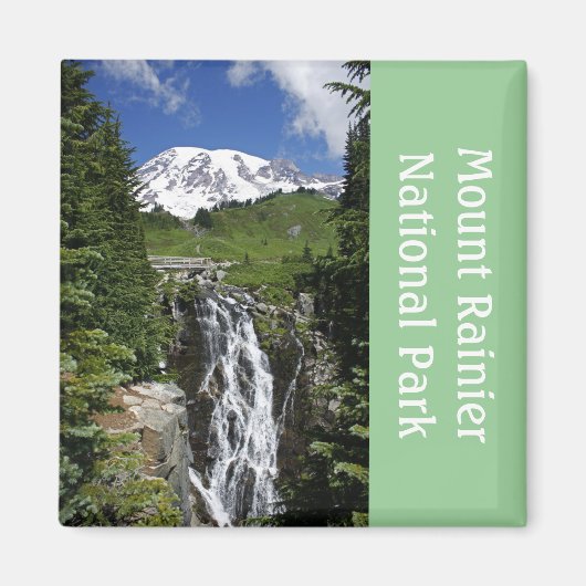 Mount Rainier met Waterfall Magnet Magneet (Voorkant)
