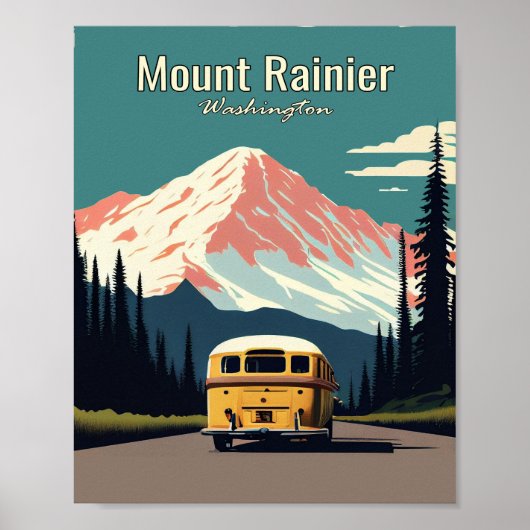 Mount Rainier Minimalist  Art Travel Poster (Voorkant)