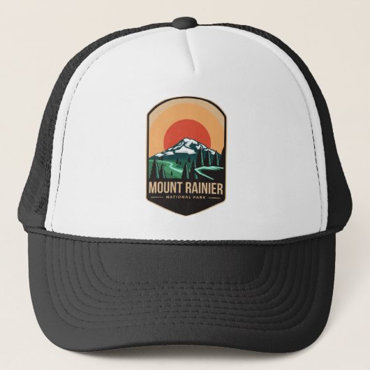 Mount rainier national park embleem patch logo trucker pet (Voorkant)
