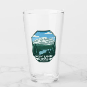 Mount Rainier National Park Minimal Retro Emblem Glas