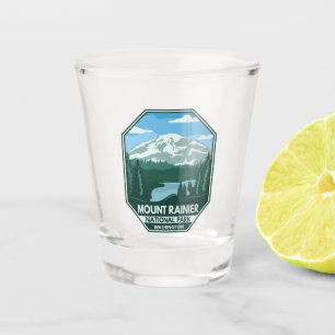 Mount Rainier National Park Minimal Retro Emblem Shot Glas