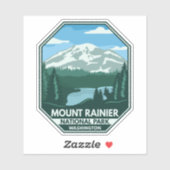 Mount Rainier National Park Minimal Retro Emblem Sticker (Vel)