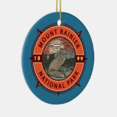 Mount Rainier National Park Red Fox Retro Compass Keramisch Ornament (Rechts)