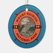 Mount Rainier National Park Red Fox Retro Compass Keramisch Ornament (Links)