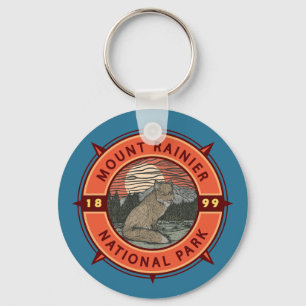 Mount Rainier National Park Red Fox Retro Compass Sleutelhanger
