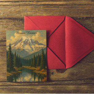  Mount Rainier National Park Retro Art Briefkaart