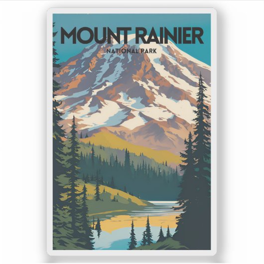 Mount Rainier National Park Traditionele reizen Sticker (Voorkant)