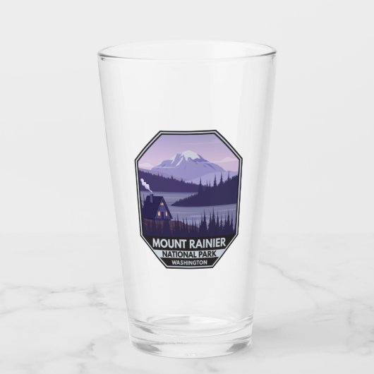 Mount Rainier National Park Washington Cabin Retro Glas (Voorkant)
