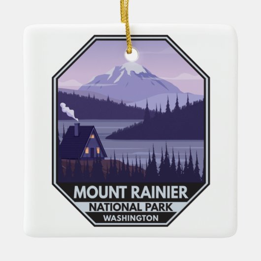 Mount Rainier National Park Washington Cabin Retro Keramisch Ornament (Voorkant)
