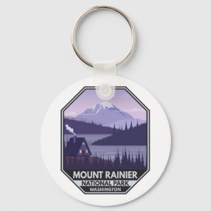 Mount Rainier National Park Washington Cabin Retro Sleutelhanger