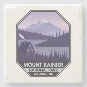Mount Rainier National Park Washington Cabin Retro Stenen Onderzetter