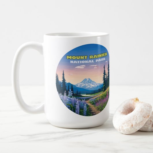 Mount Rainier National Park Washington Retro Koffiemok (Met donut)