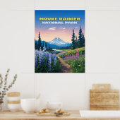 Mount Rainier National Park Washington Retro Poster (Keuken)