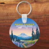 Mount Rainier National Park Washington Retro Sleutelhanger (Achterkant)