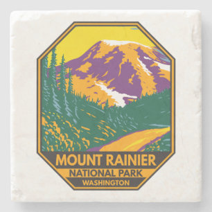 Mount Rainier National Park Washington Retro Stenen Onderzetter