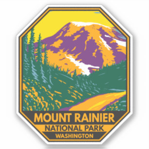 Mount Rainier National Park Washington Retro Sticker