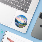 Mount Rainier National Park Washington Retro Sticker (Laptop met iPhone)