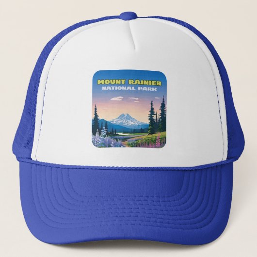 Mount Rainier National Park Washington Retro Trucker Pet (Voorkant)