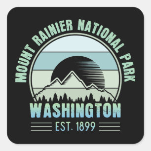 Mount Rainier National Park Washington USA Retro Vierkante Sticker