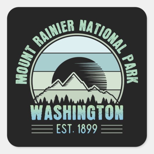 Mount Rainier National Park Washington USA Retro Vierkante Sticker (Voorkant)