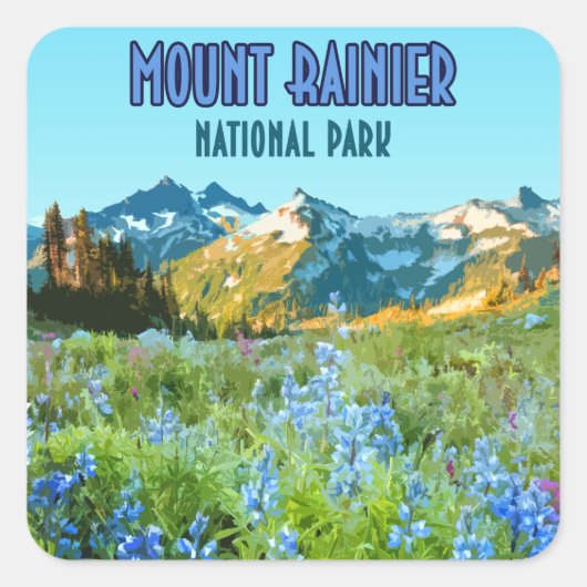 Mount Rainier National Park Washington Vierkante Sticker (Voorkant)