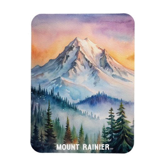 Mount Rainier National Park Waterverf schilderij Magneet (Verticaal)