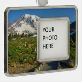 Mount Rainier Skyline Trail Verzilverd Kader Ornament (Rechts)