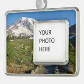 Mount Rainier Skyline Trail Verzilverd Kader Ornament (Links)