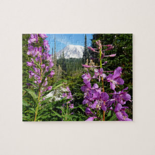 Mount Rainier tussen Paarse Phlox-bloemen Legpuzzel