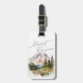 Mount Rainier Washington Waterverf landschap Bagagelabel (Voorkant verticaal)