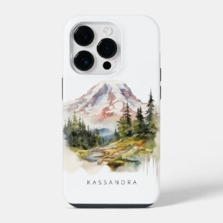 Mount Rainier Waterverf landschap iPhone 14 Plus Hoesje
